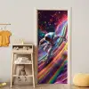 Astronaut - Ruimte - Skateboard - Kleurrijk deurposter klein -sfeer4
