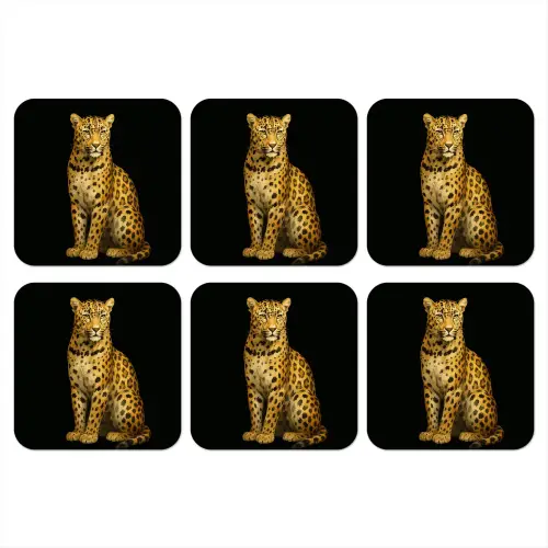 Panter - Realistisch - Bruin onderzetter kurk middel -3d