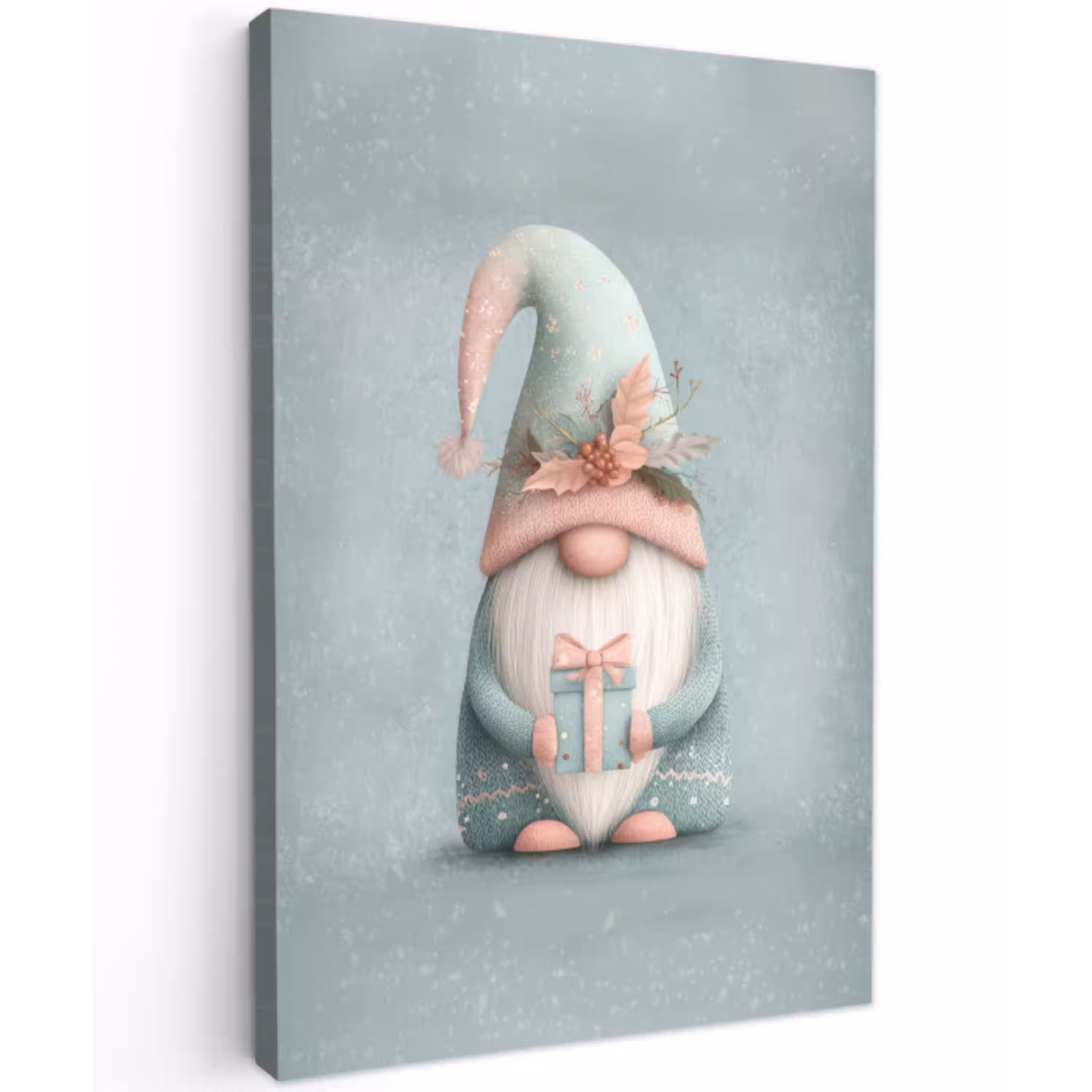 Kerstgnome - Cadeau - Groen Tuinposter op houten frame 2 cm dik klein -3d