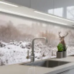 Edelhert - Bos - Sneeuw - Winter - Majestueus keuken achterwand 2 middel -3d_schuin