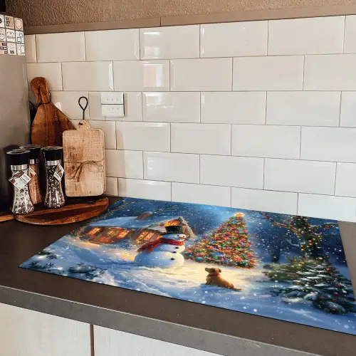 Kerstwonder - Winteravond - Kleurrijk Inductie beschermer vinyl 3mm klein -sfeer3