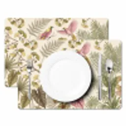 Vogels - Tropisch - Botanisch - Roze Placemat vinyl groot -zzsfeer2_Kitchenyeah-website