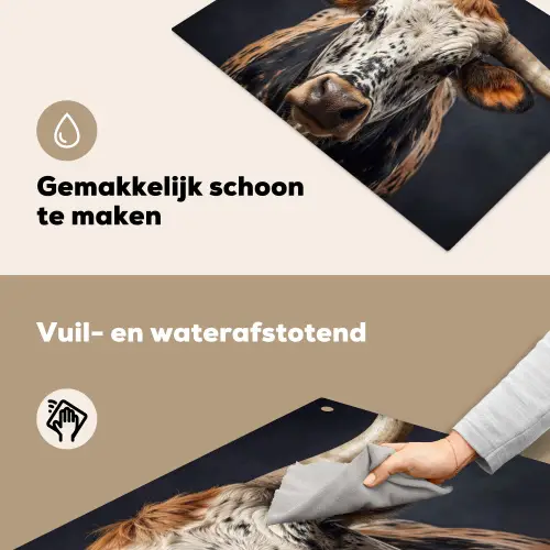 Stier - Kleurrijk - Hoorns Inductie beschemer met haakjes klein -ky-schoon-nl