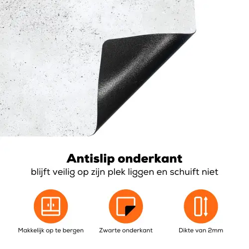 Lichtgrijs - Betonstructuur - Subtiel Inductie beschermer vinyl 3mm klein 276 -zzzzzzz-td-onderkant