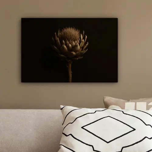 Donkerbruin - Bloem - Textuur - Artisjok canvas 2cm klein -sfeer3