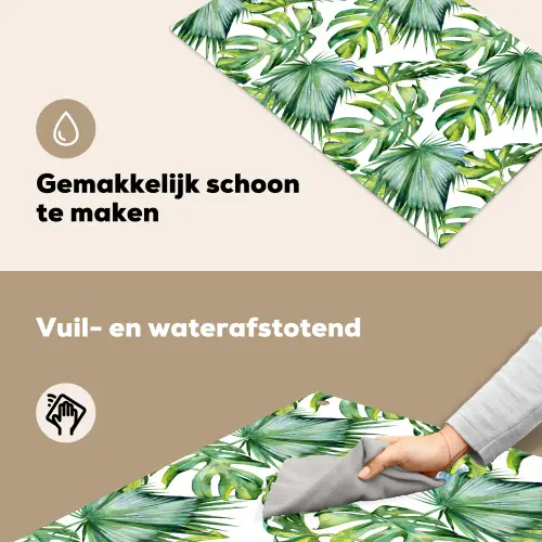 Bladeren - Monstera - Jungle - Tropical Inductie beschemer met haakjes klein -ky-schoon-nl