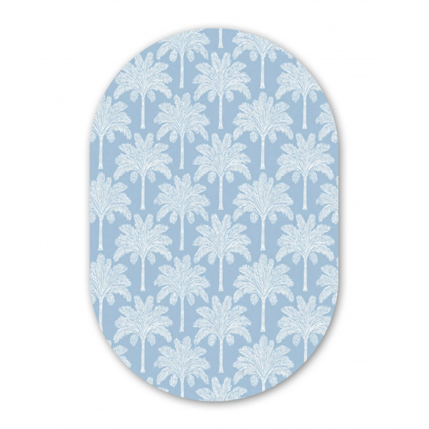 Palmboom - Modern - Blauw Wandcirkel Ovaal Forex klein 630 -3d