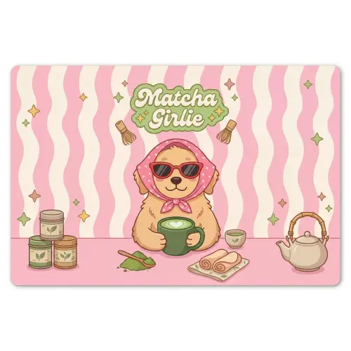 Matcha - Hond - Roze - Groen Placemat vinyl groot -zzsfeer1_Kitchenyeah-website
