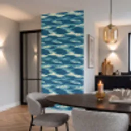 Golven - Abstract - Patroon - Blauw - Wit Behang Vinyl klein 1060 -sfeer3