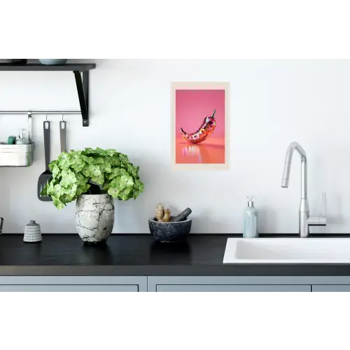 Disco - Peper - Roze Muursticker klein -keuken