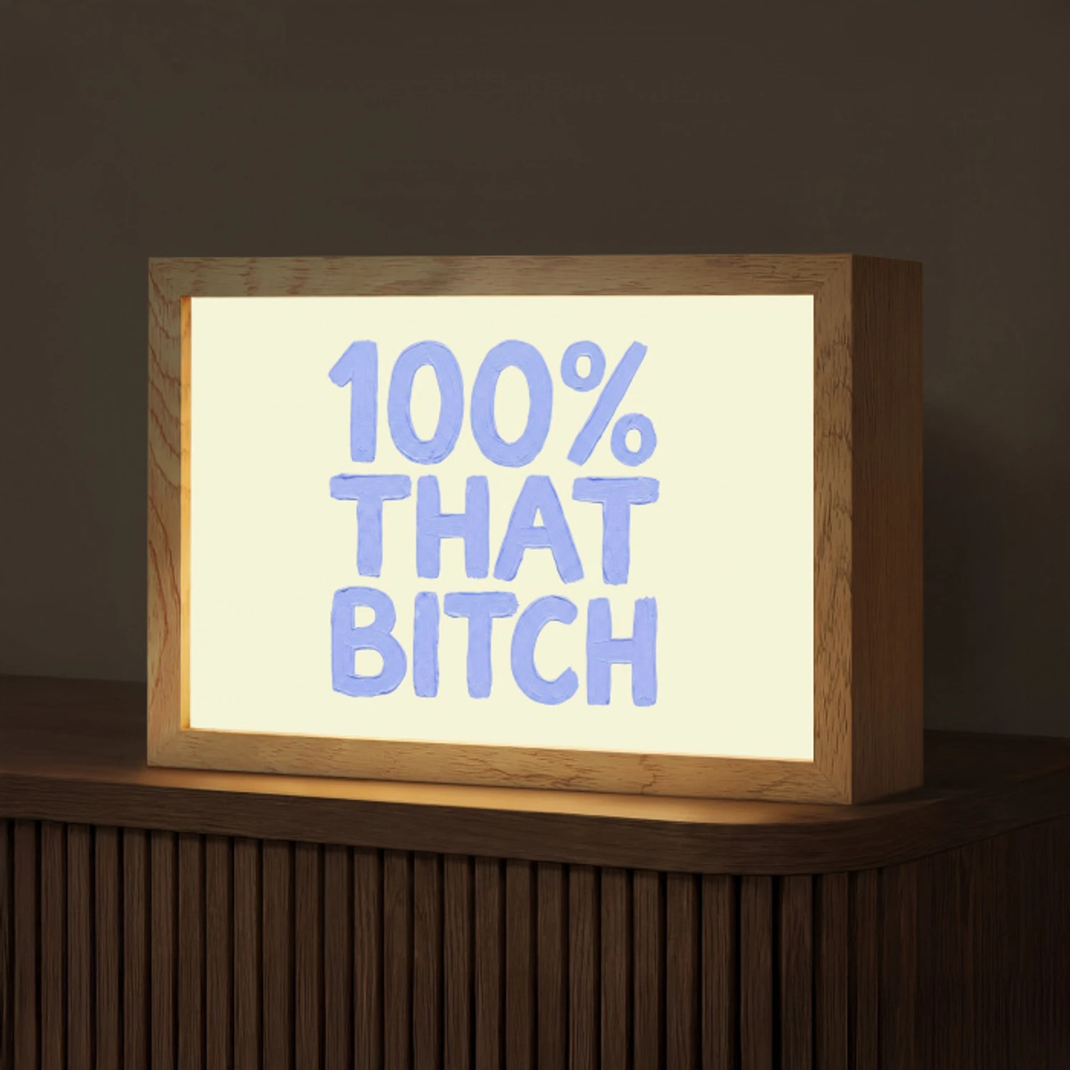 100% that bitch - Blauw - Wit Light Box met kabel (Tafellamp) klein -z3d_website