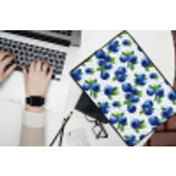 Bessen - Patroon - Blauw laptophoes neopreen klein 279 -bureau