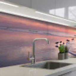 Meeuwen - Strand - Zee - Roze keuken achterwand 2 middel -3d_schuin