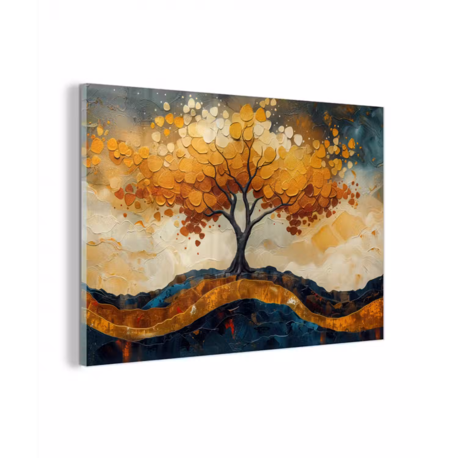 Glasbild - Baum - Natur - Gold - Modern