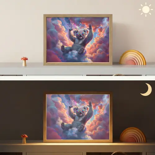 Koala - Dier - Zonnebril - Wolken Light Box met batterij (Wandlamp kind) middel -sfeer3_kind