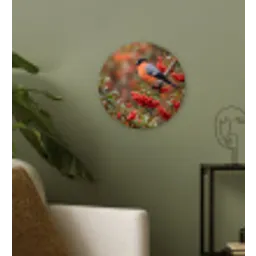 Goudvink - Bessen - Herfst - Natuur - Kleurrijk Wandcirkel kunststof plaat 5mm dik klein -sfeer3