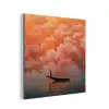 Zee - Boot - Wolken - Oranje aluminium wit klein -3d