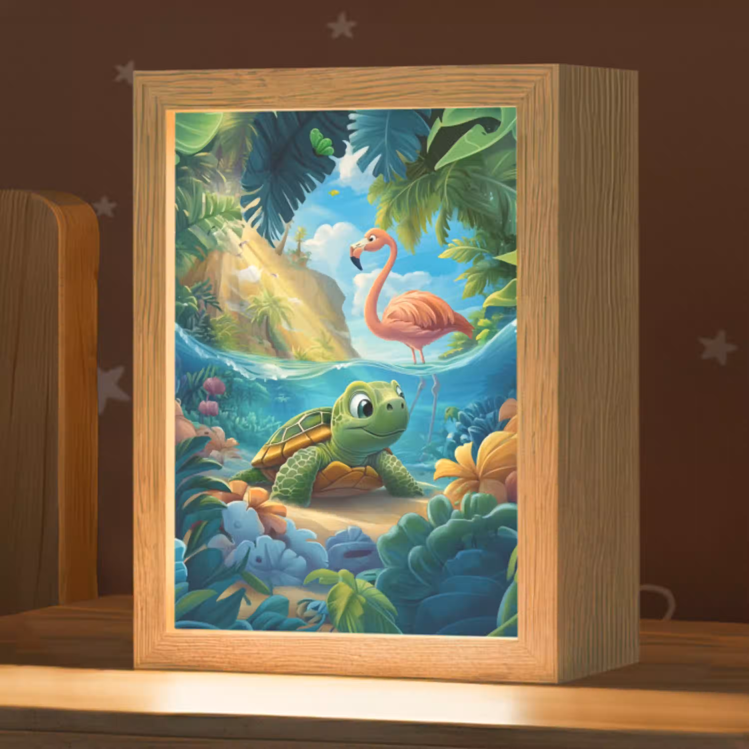 Schildpad - Flamingo - Tropisch - Oceaan Light Box met kabel klein -zzz_3d_website