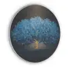 Boom - Blauw - Bladeren - Penseelstreken Akoestische PET Vilt - Rond klein -3d