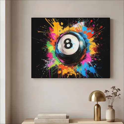 Graffiti - Sport - Pool bal - Biljart Textielframe zwart klein -sfeer2