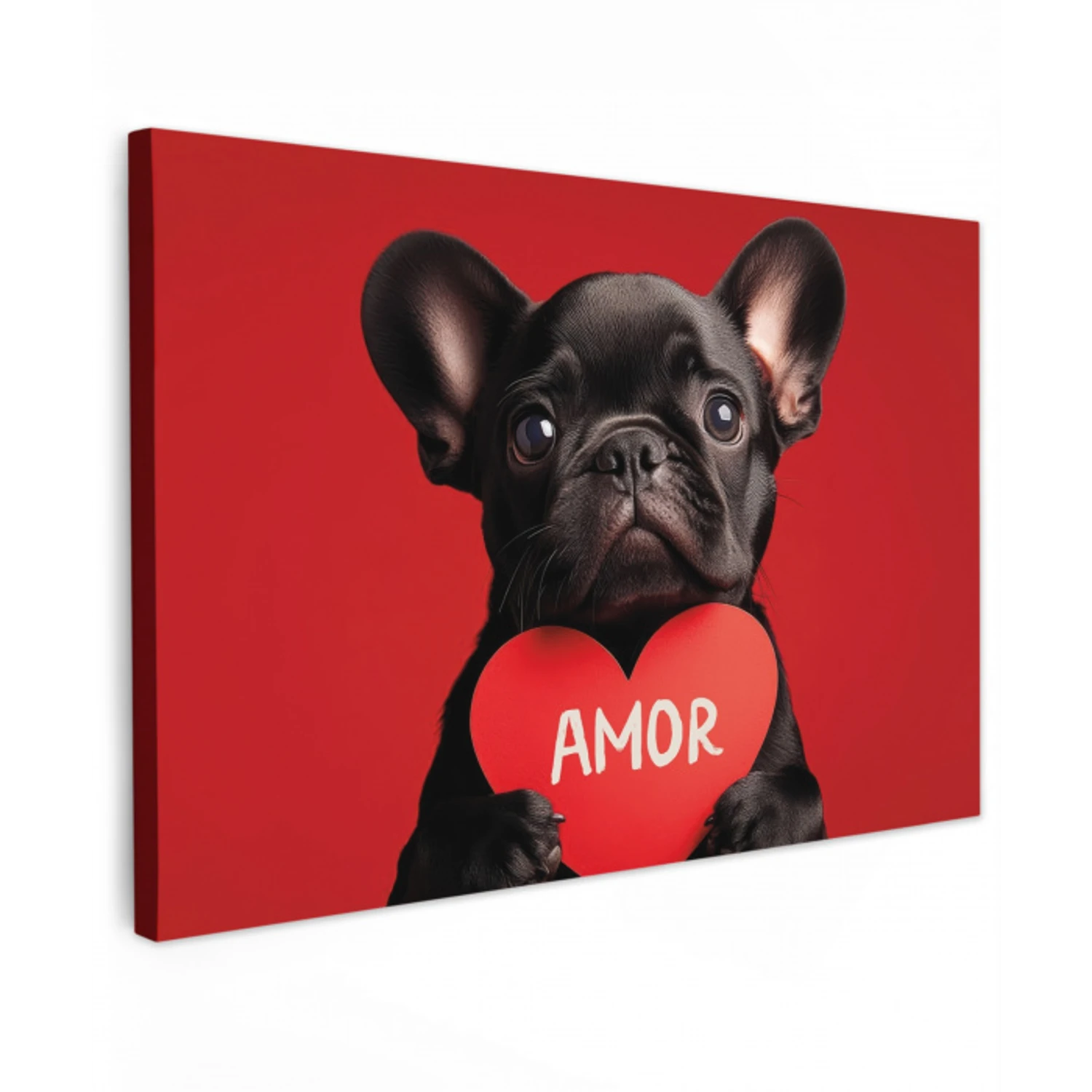Amor - Hond  - Hartje - Rood canvas 2cm klein -z3d