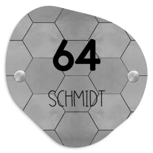 Grijze tegels - Modern Naambord Organisch middel -3d