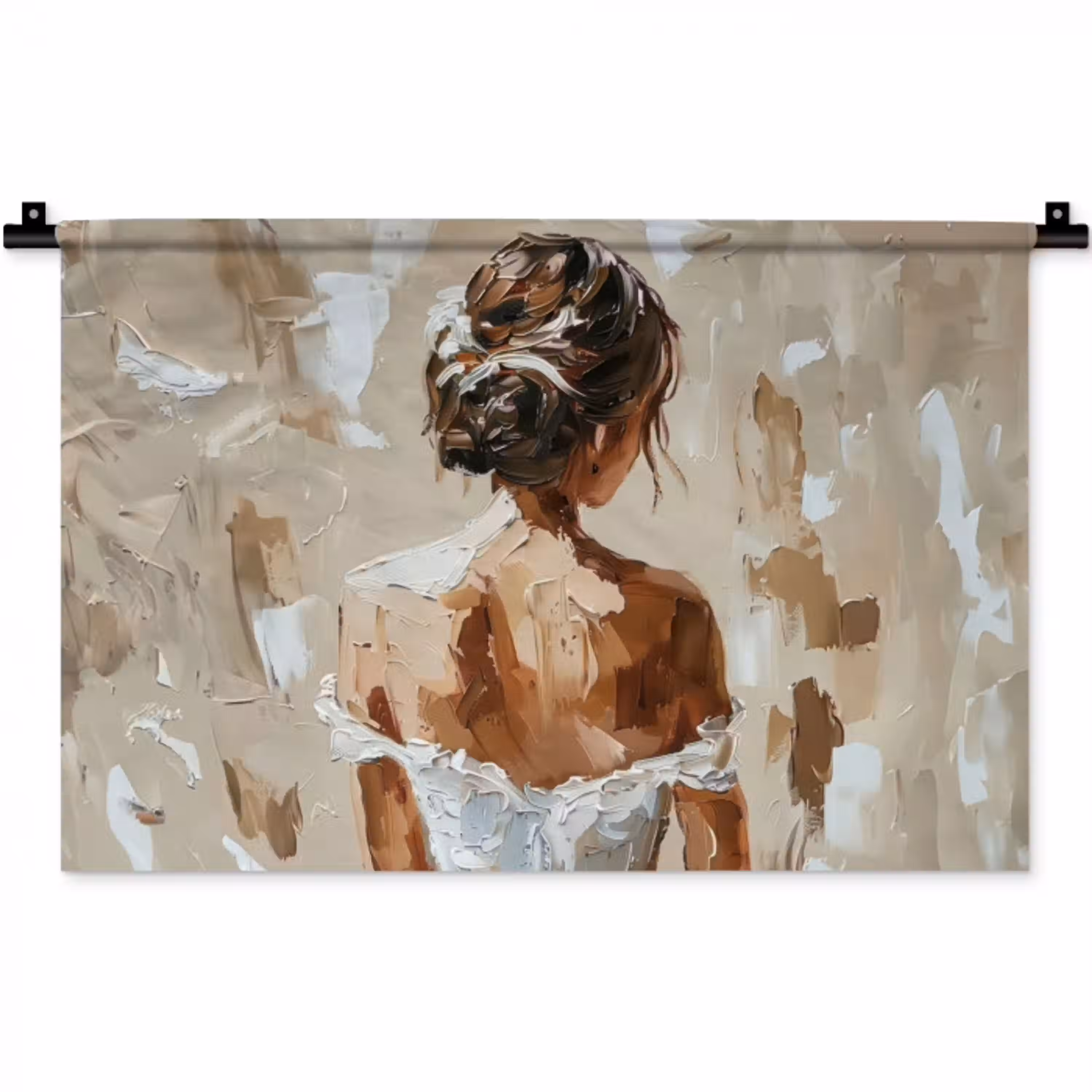 Vrouw - Verf - Abstract - Beige - Modern Wandkleed katoen klein -zz3d