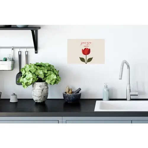 Roos - Rood - Bloem - Valentijn Muursticker klein -keuken