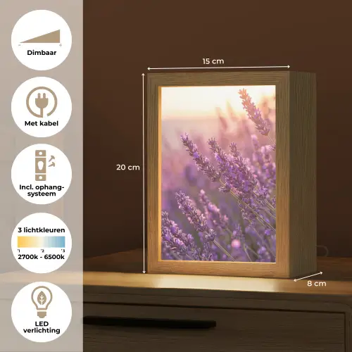 Lavendel - Paars - Zonlicht Light Box met kabel (Tafellamp) klein -USP_NL