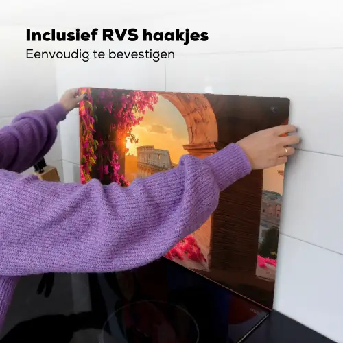 Colosseum - Rome - Roze Bloemen Inductie beschemer met haakjes klein -ky-ophangen-nl