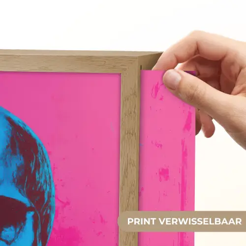 Neon - Blauw - Pop-art - Schedel Light Box met batterij (Wandlamp) middel -USP_websiteprintNL