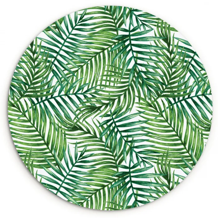 Palmboom - Bladeren - Groen Wandcirkel plexiglas klein 852 -3d