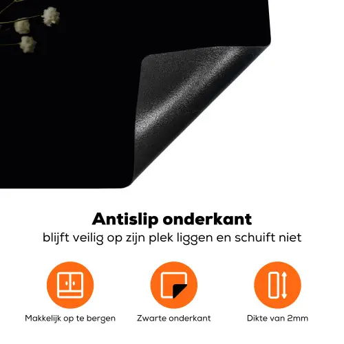 Gipskruid - Bloemetjes - Wit - Minimalistisch Inductie beschermer vinyl 3mm klein -zzzzzzz-td-onderkant