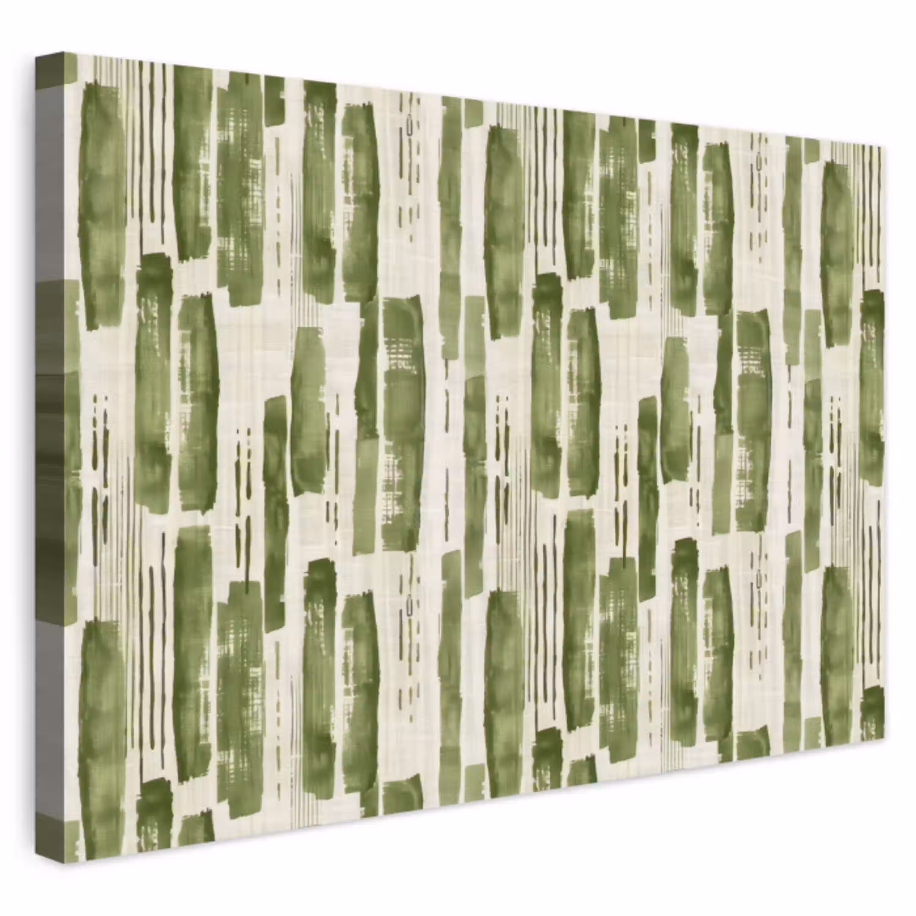 Groen - Abstract - Penseelstreken - Linnen - Patroon Tuinposter op houten frame 2 cm dik klein 845 -3d