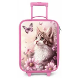 Kat - Paars - Vlinders - Bloemen Kinderkoffer - Roze klein -zz3dotto
