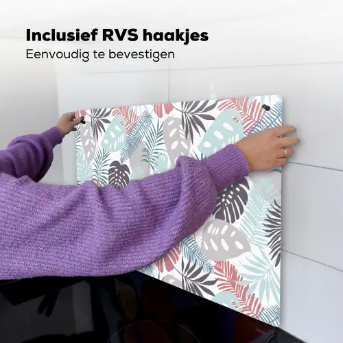 Bladeren - Tropical - Pastel - Jungle Inductie beschemer met haakjes klein -ky-ophangen-nl