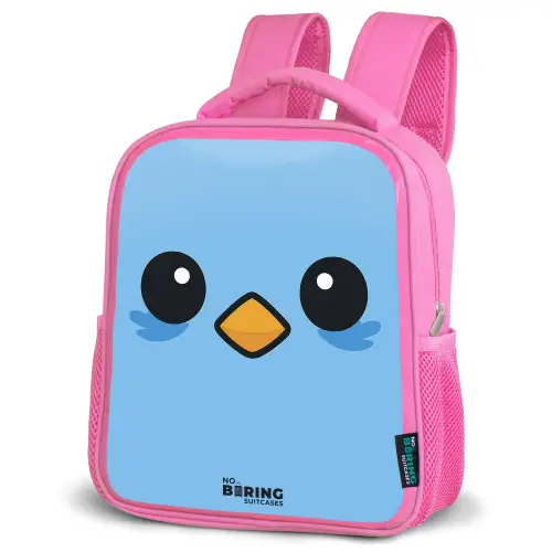 Kawai - Vogel - Blauw Kinderrugzak - Roze middel -schuin