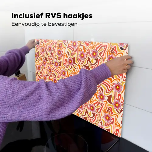 Retro - Bloemen - Patroon Inductie beschemer met haakjes klein 777 -ky-ophangen-nl