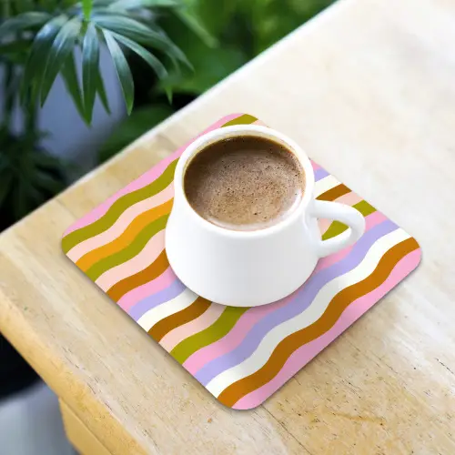 lijnen - Golven - Pastelkleuren - Patroon onderzetter kurk middel -sfeer5