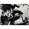 Gezicht - Mond - Graffiti - Zwart tuinposter los doek klein -3d