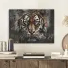 Tijger - Dieren - Portret - Luxe - Zwart PET vilt klein -sfeer1