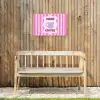 More coffee - Roze - Paars - Strepen - Mok Tuinposter op houten frame 2 cm dik klein -sfeer4