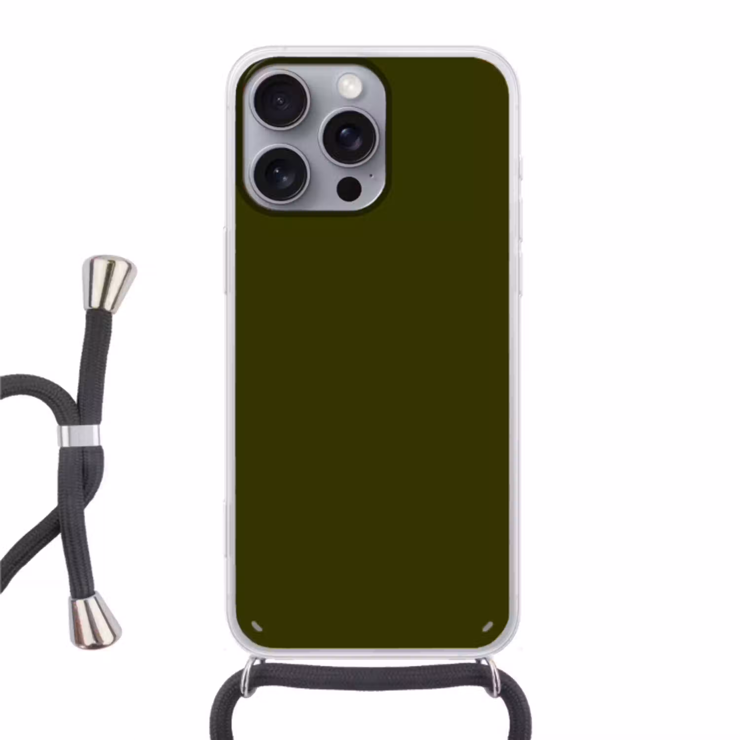 Dark  - Olive - Groen Hoesje iPhone 16 Pro Max met koord klein 804 -3d