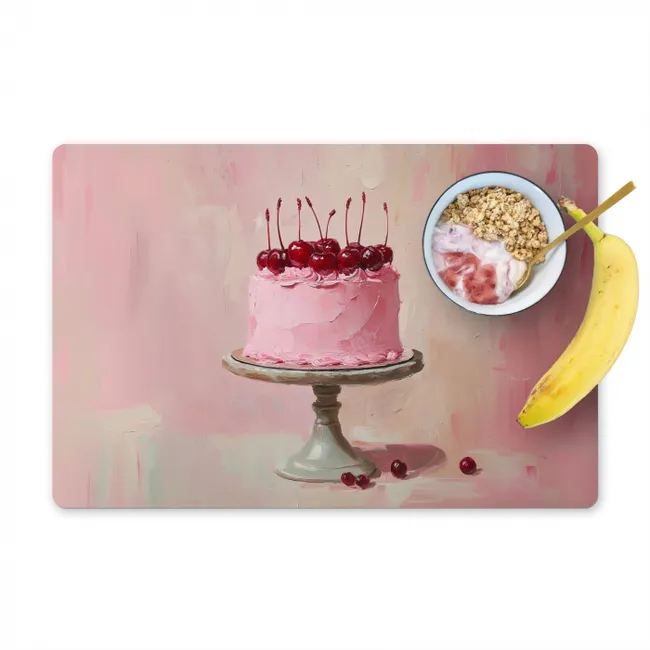 Taart - Pink - Cherry Placemat vinyl groot -zzzproduct_Kitchenyeah-website