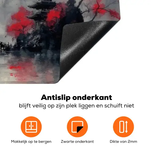 Rode zon - Rivier - brug - Bomen Inductie beschermer vinyl 3mm klein -zzzzzzz-td-onderkant