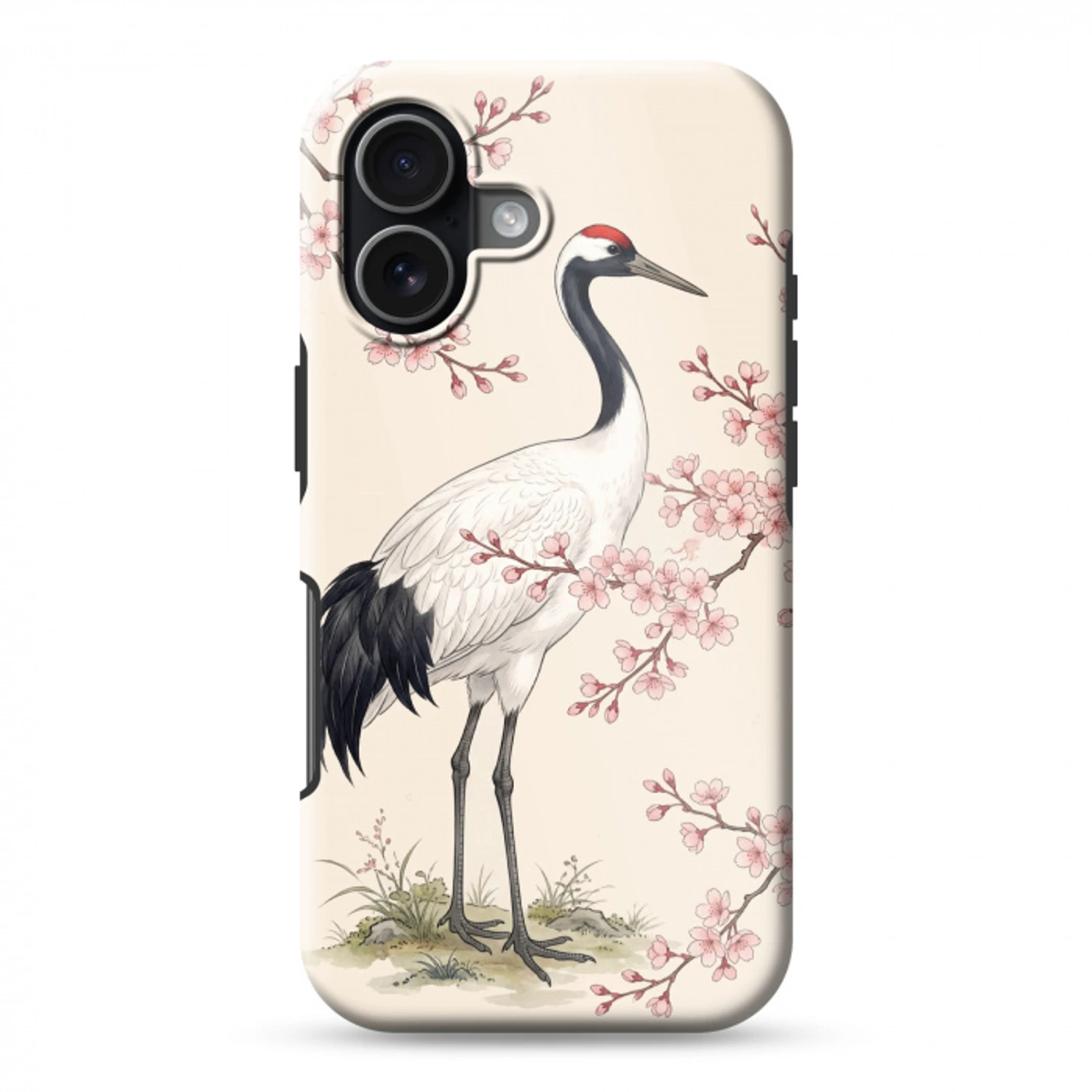 Aziatisch - Kraanvogel - Beige Toughcase MagSafe Apple iPhone 17 klein -3d