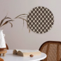 Bruin - Ruitpatroon - Geometrisch Akoestische PET Vilt - Rond klein 838 -sfeer3