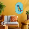 Dinosaurus - Blauw - Zonnebril Wandcirkel Ovaal Forex klein -sfeer4