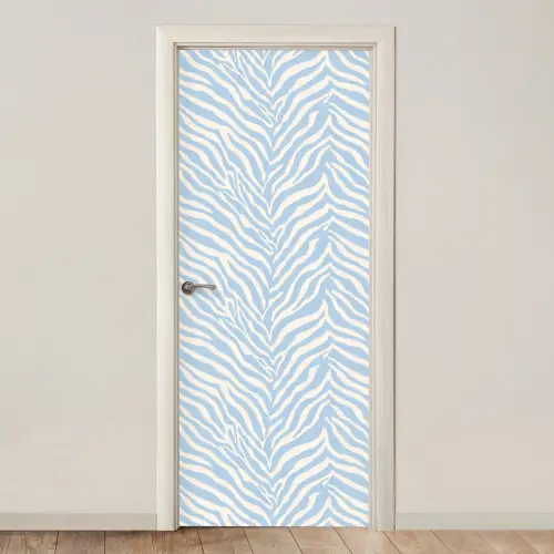 Zebra - Motief - Blauw - Wit deurposter klein 289 -3d_beige