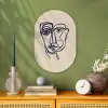 Minimalistisch - Lijnillustratie - Beige - Donkerblauw Wandcirkel Ovaal Forex klein -sfeer2
